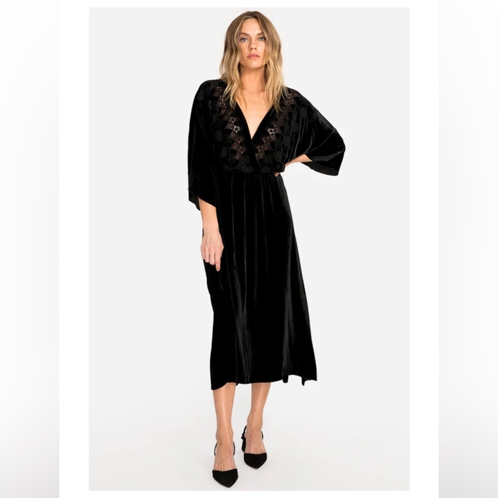 JOHNNY WAS ‘Coco’ 100% Silk Velvet Wrap Dress